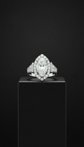 Bague statement or blanc et diamant de laboratoire